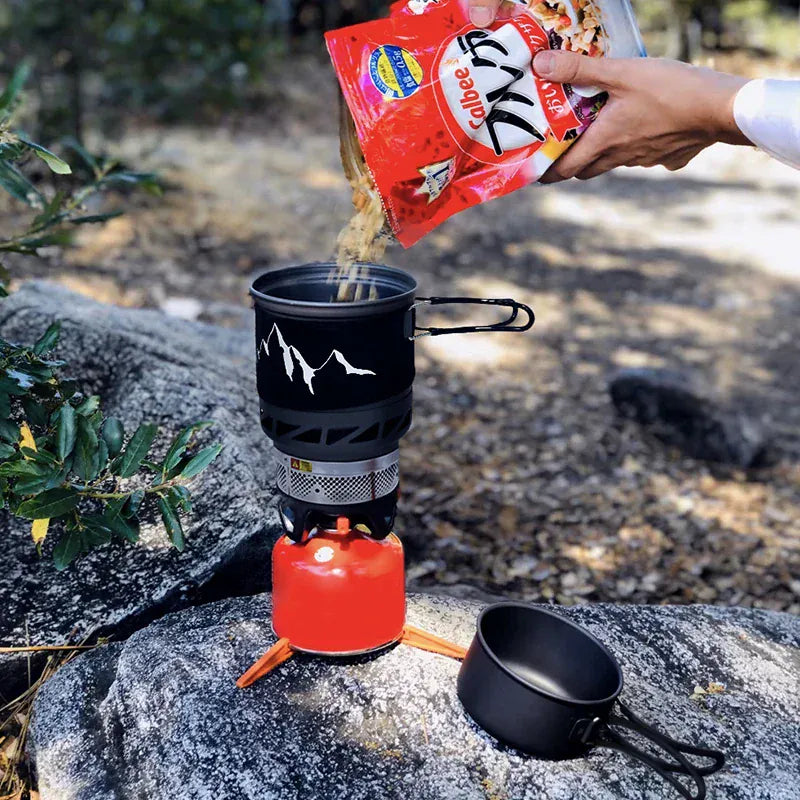 Mon Esprit Nature 1L WESTTUNE – ensemble de cuisine de Camping, poêle, poêle, système d'ustensiles de cuisine avec échangeur de chaleur, équipement de cuisine au Propane en plein air, fournitures d'extérieur