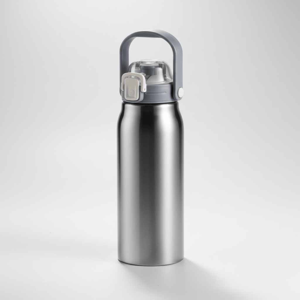 Mon Esprit Nature Argent / 1000ML Bouteille isotherme grande capacité avec paille - Finn