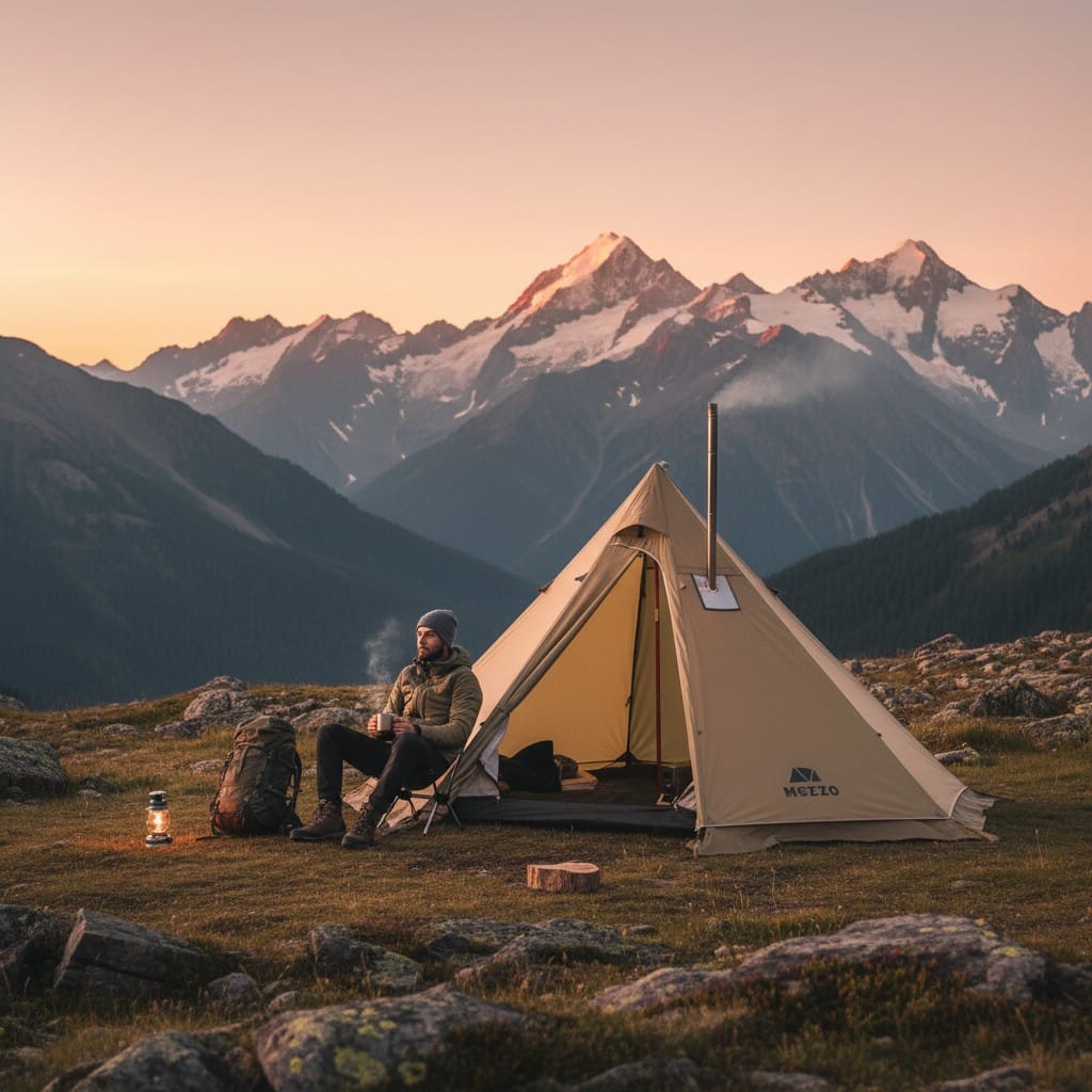 Mon Esprit Nature Beige Tente de camping pyramidale - Tipi 4P