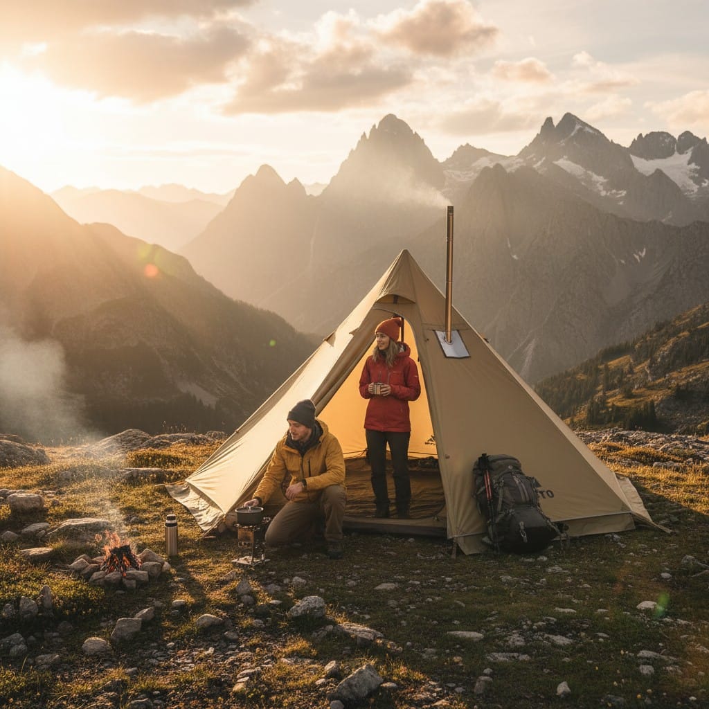 Mon Esprit Nature Beige Tente de camping pyramidale - Tipi 4P