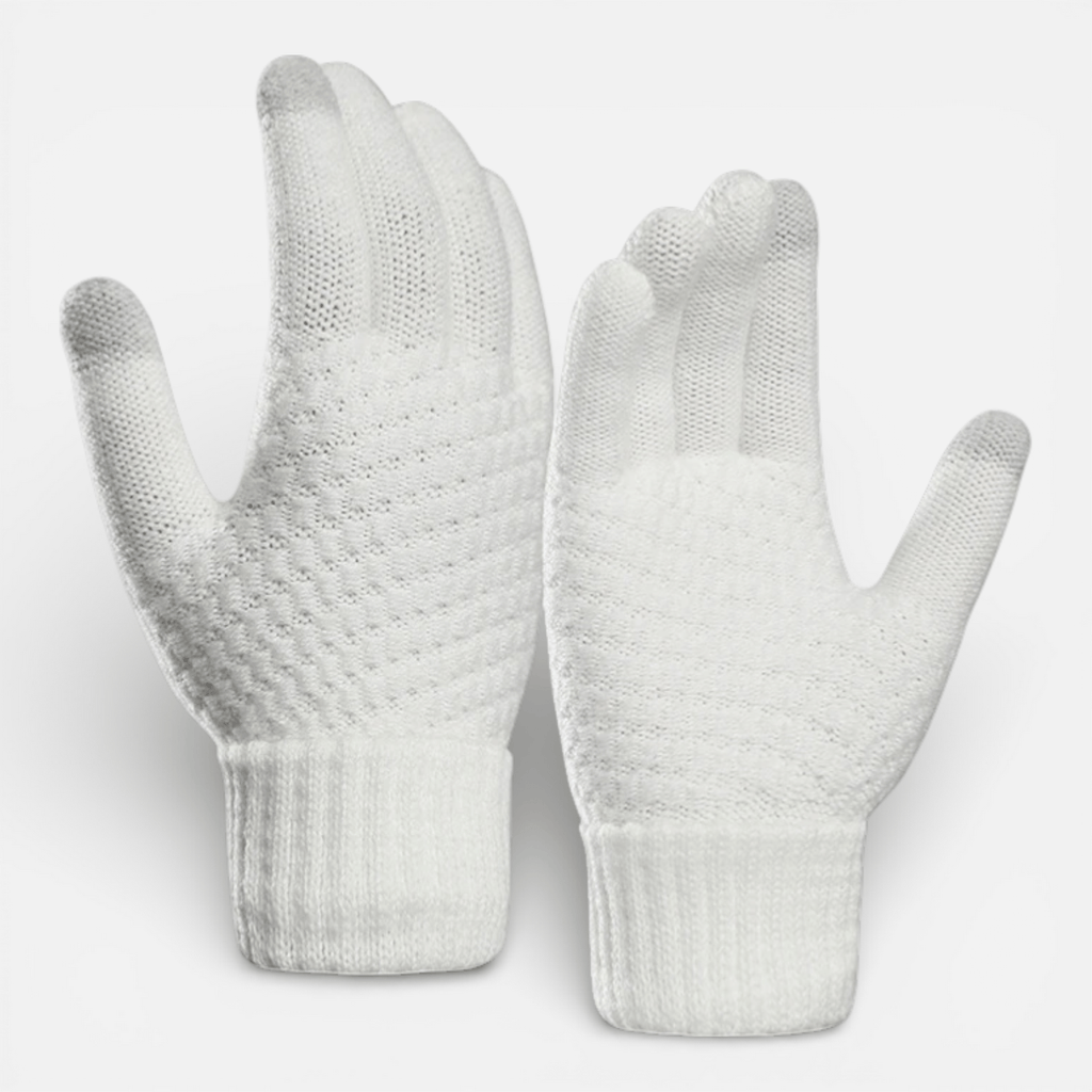 Mon Esprit Nature Blanc Gants tricotés en laine unisexe