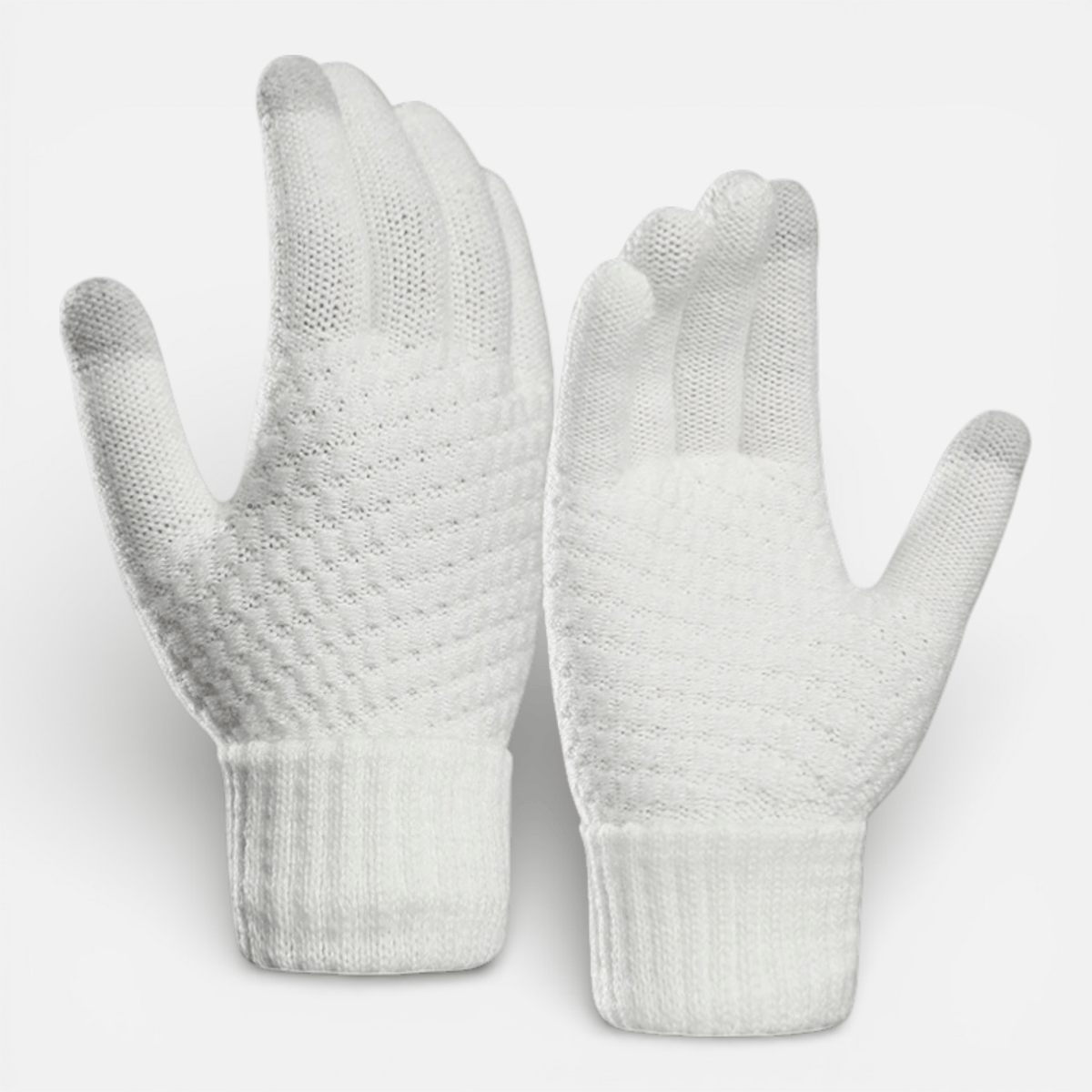 Mon Esprit Nature Blanc Gants tricotés en laine unisexe