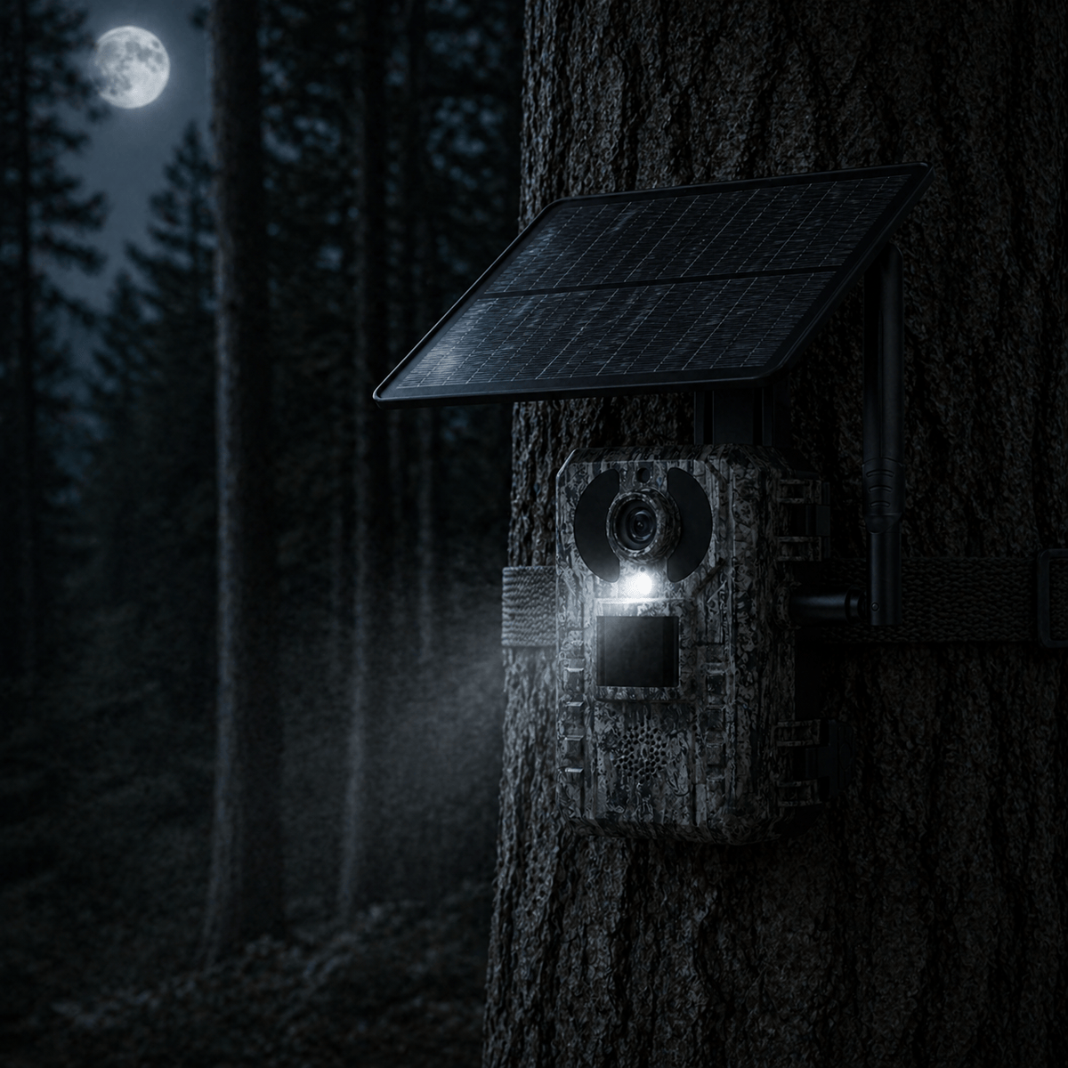 Mon Esprit Nature Camouflage Forêt foncé Caméra de surveillance cellulaire 4G avec énergie solaire - Himro