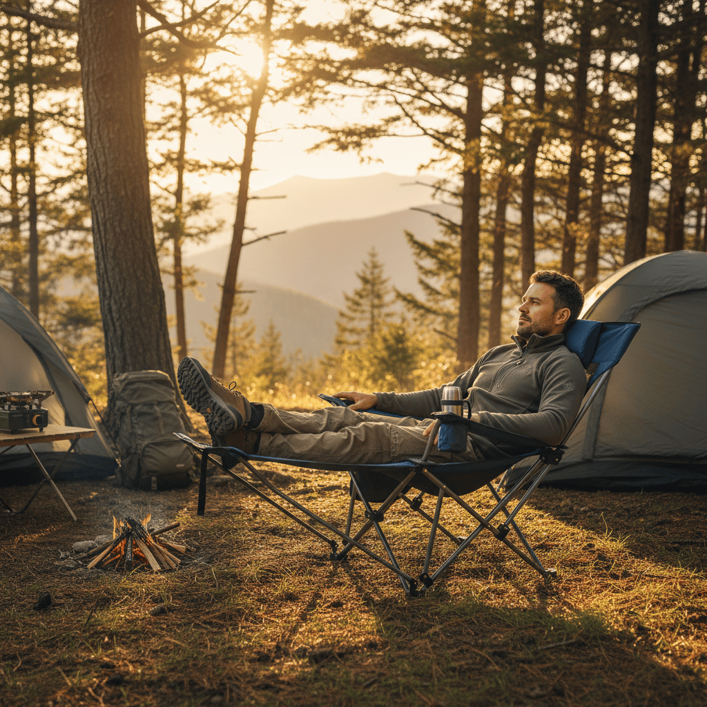 Mon Esprit Nature Chaise longue de camping inclinable et portable - ApexDry Image