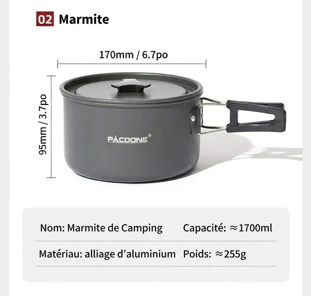 Mon Esprit Nature Gris Kit d'ustensiles de cuisine portables