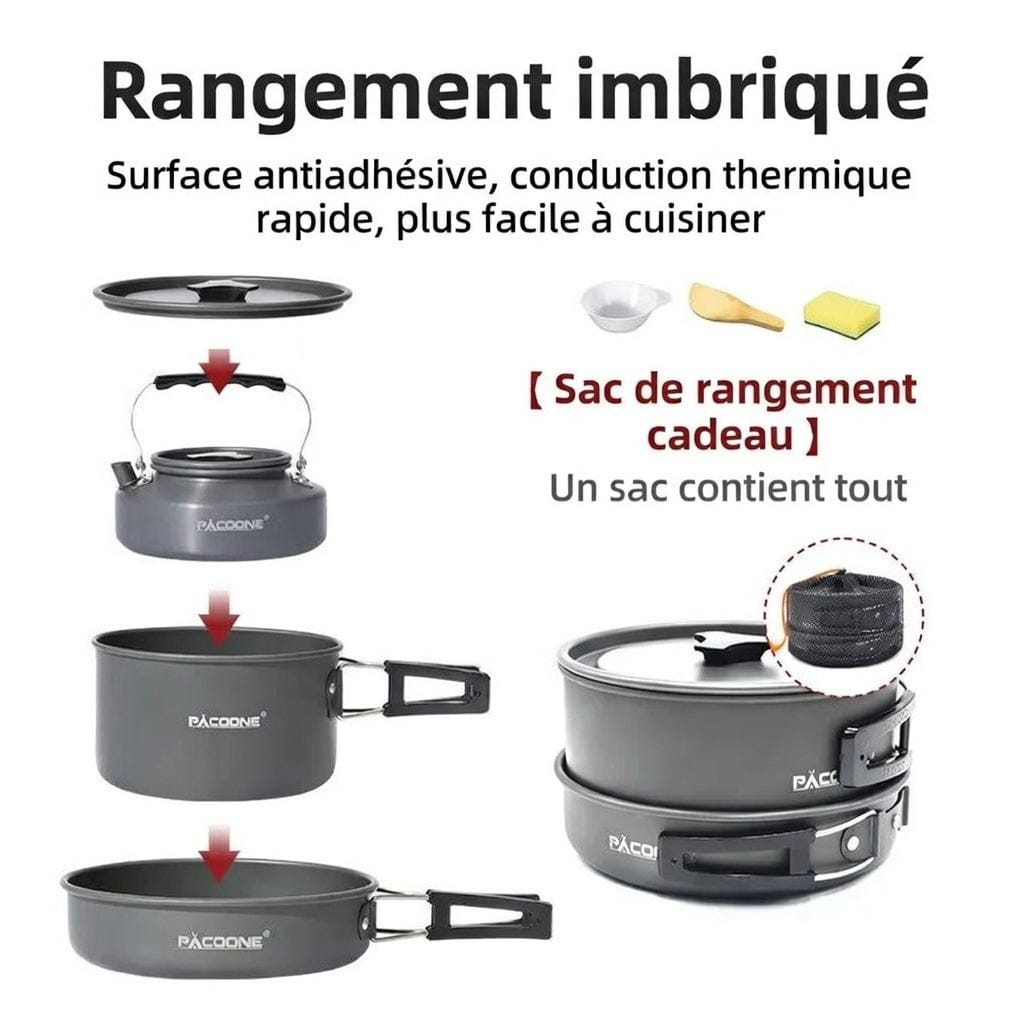 Mon Esprit Nature Gris Kit d'ustensiles de cuisine portables