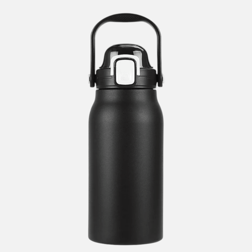 Mon Esprit Nature Noir / 1000ML Bouteille isotherme grande capacité avec paille - Finn
