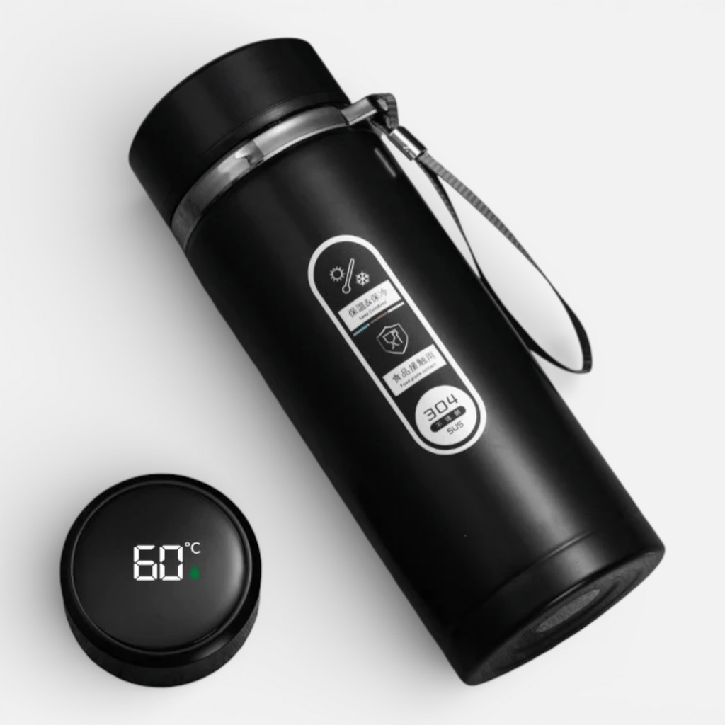 Mon Esprit Nature Noir / 1L Gourde isotherme avec affichage LED - NewTrail