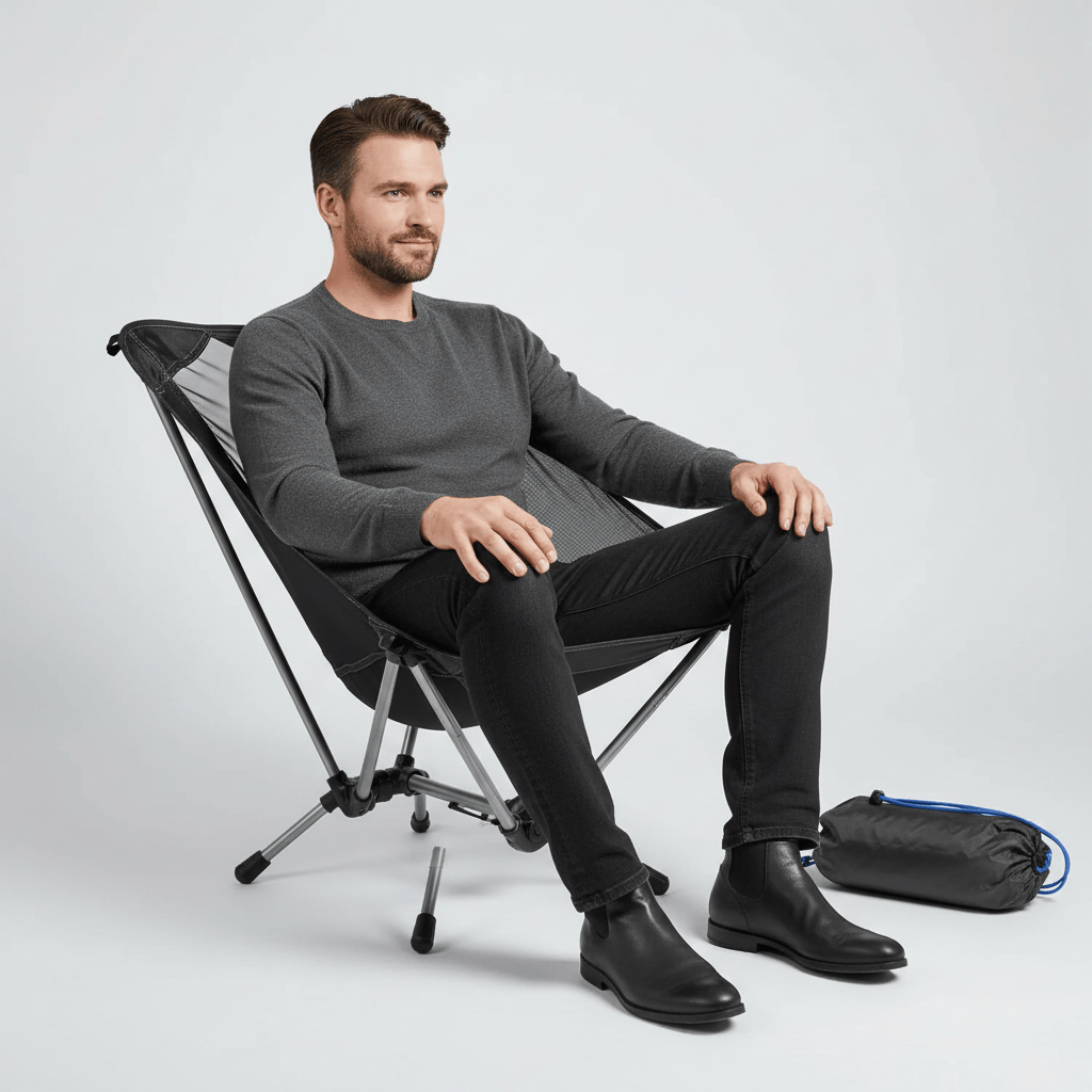 Mon Esprit Nature Noir Chaise de camping ultralégère - TerraNest