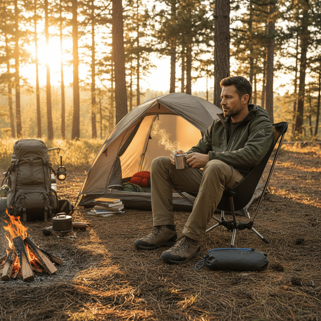 Mon Esprit Nature Noir Chaise de camping ultralégère - TerraNest