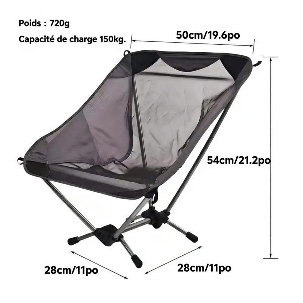 Mon Esprit Nature Noir Chaise de camping ultralégère - TerraNest