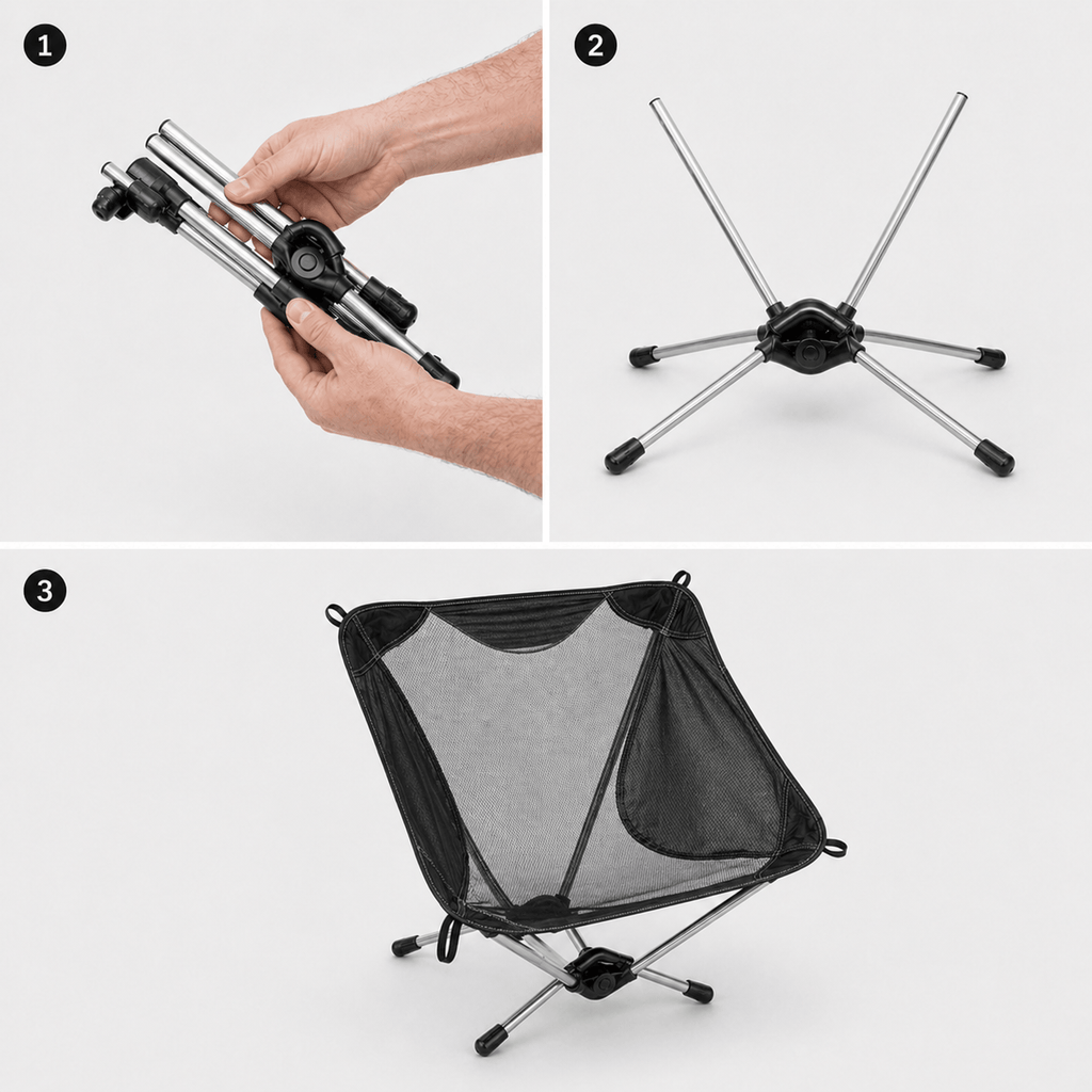 Mon Esprit Nature Noir Chaise de camping ultralégère - TerraNest