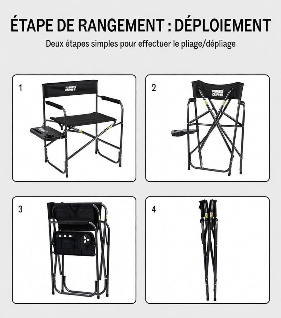 Mon Esprit Nature Noir Chaise pliante de camping en plein air - Mount 1