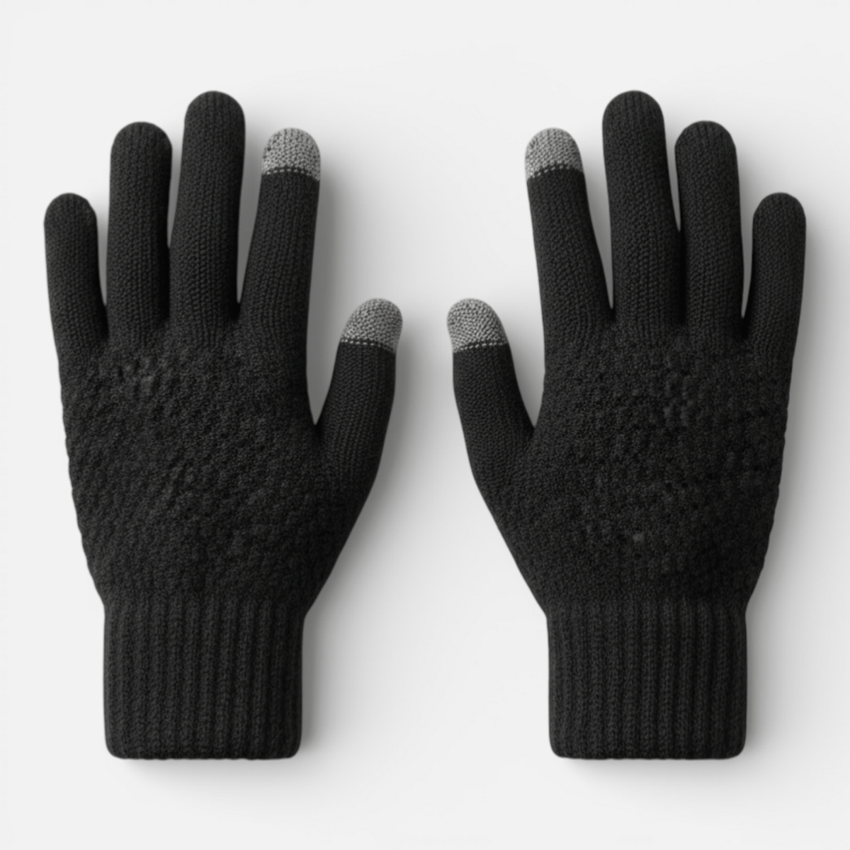 Mon Esprit Nature Noir Gants tricotés en laine unisexe