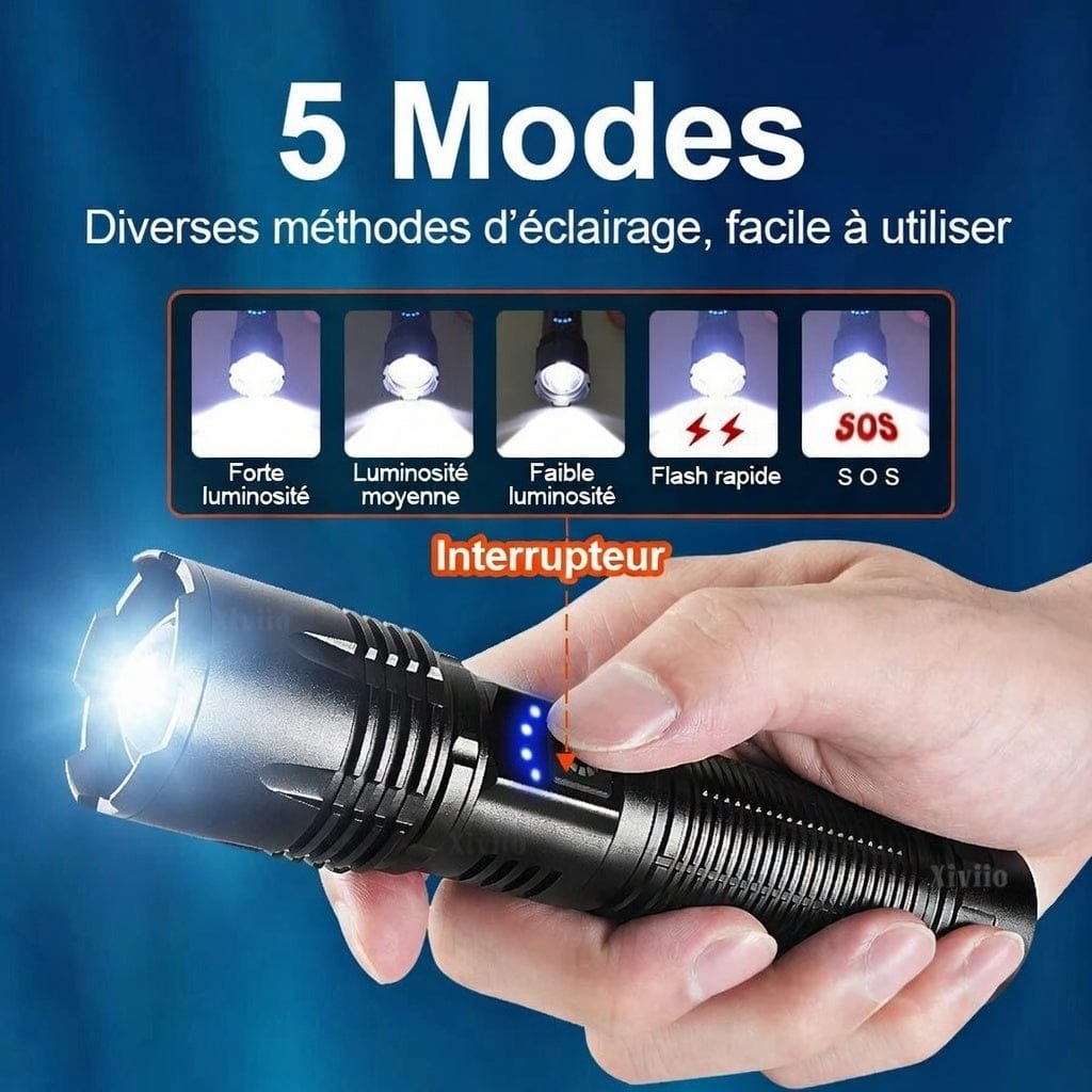 Mon Esprit Nature Noir Lampe de poche LED à lumière forte - Veltrix