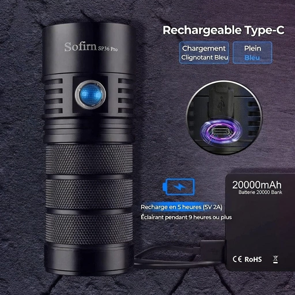 Mon Esprit Nature Noir Lampe torche imperméable - LuminorX