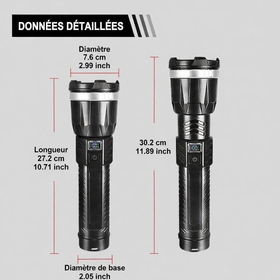 Mon Esprit Nature Noir Lampe torche surpuissante - Zyphor