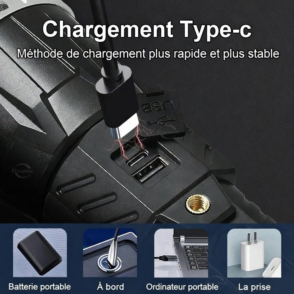 Mon Esprit Nature Noir Lampe torche surpuissante - Zyphor