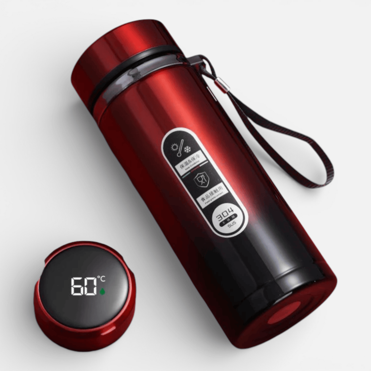 Mon Esprit Nature Rouge / 1L Gourde isotherme avec affichage LED - NewTrail