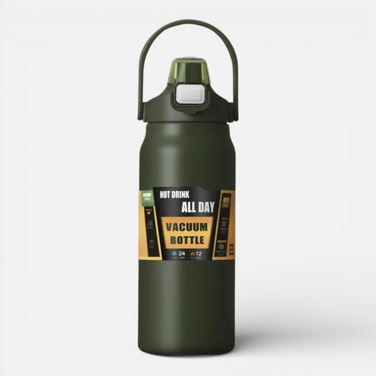 Mon Esprit Nature Vert Olive / 1500ml Thermos en acier inoxydable avec paille - Telmo