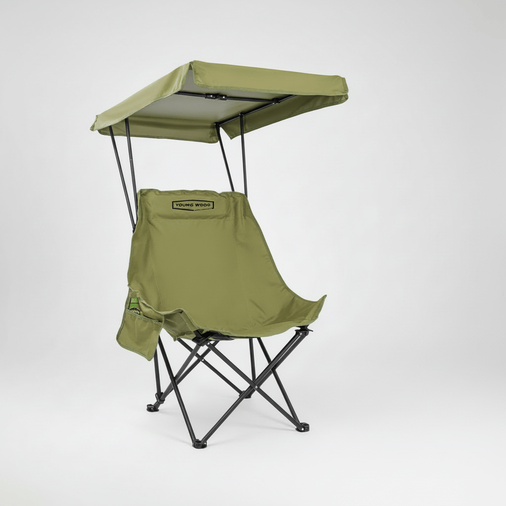 Mon Esprit Nature Vert Olive Chaise de camping avec auvent pare-soleil - Loannex