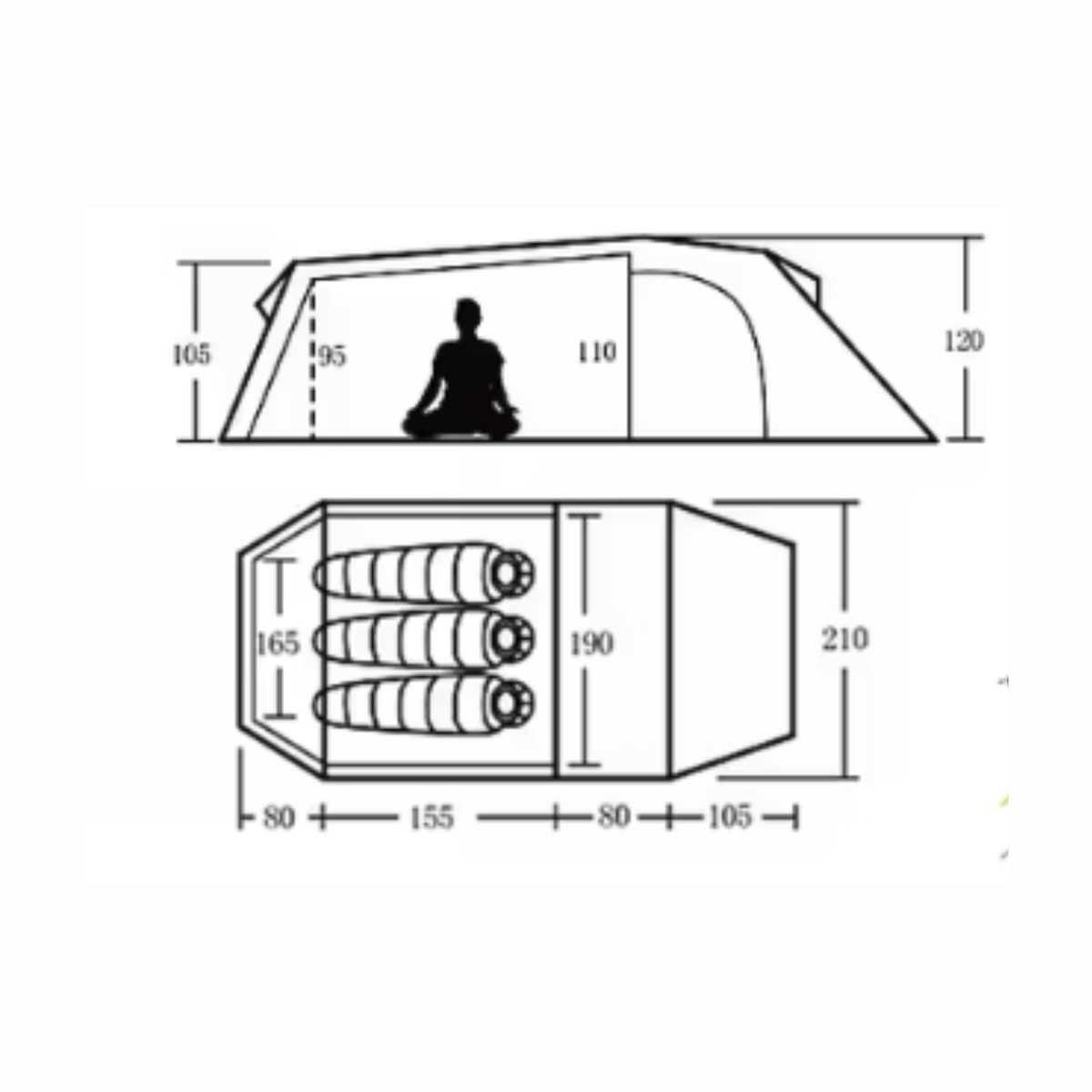 Mon Esprit Nature Vert Tente de camping 4 saisons - Hiking 3/4P
